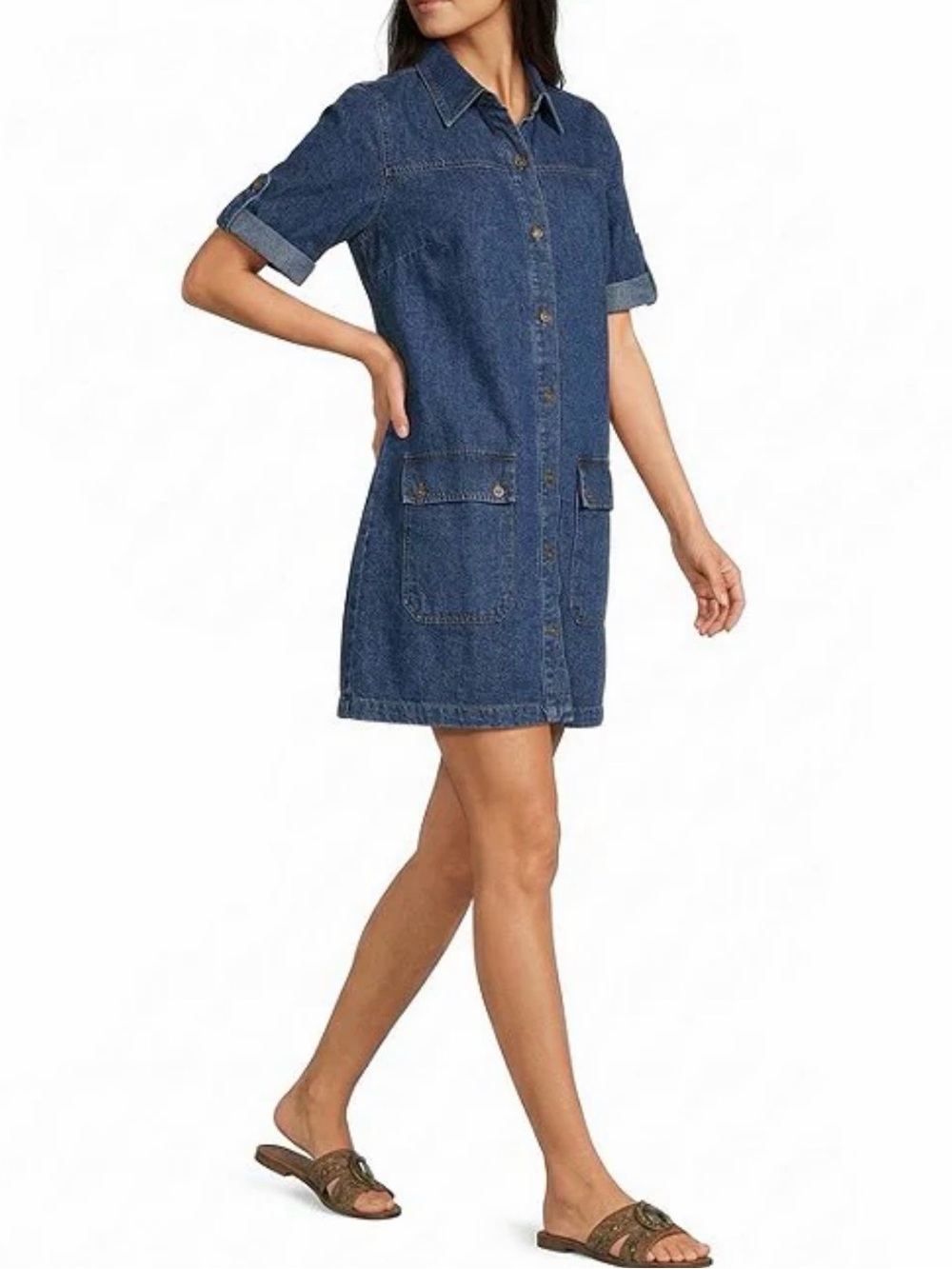 KUT from the Kloth Eliza Denim Shirt Dress XS Dark Wash $129